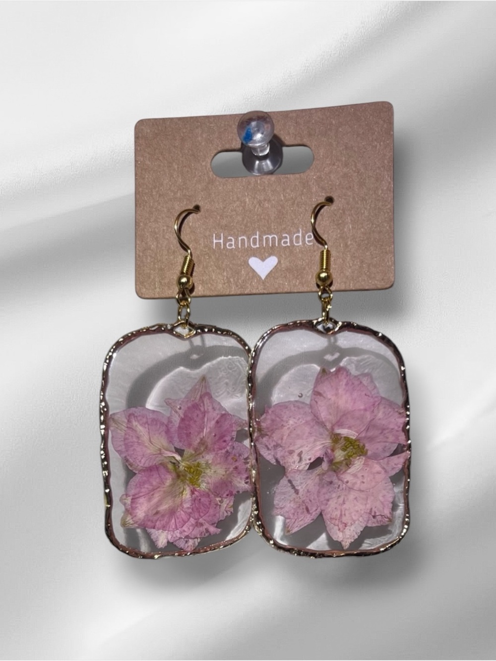 Handmade Pink Floral Earrings